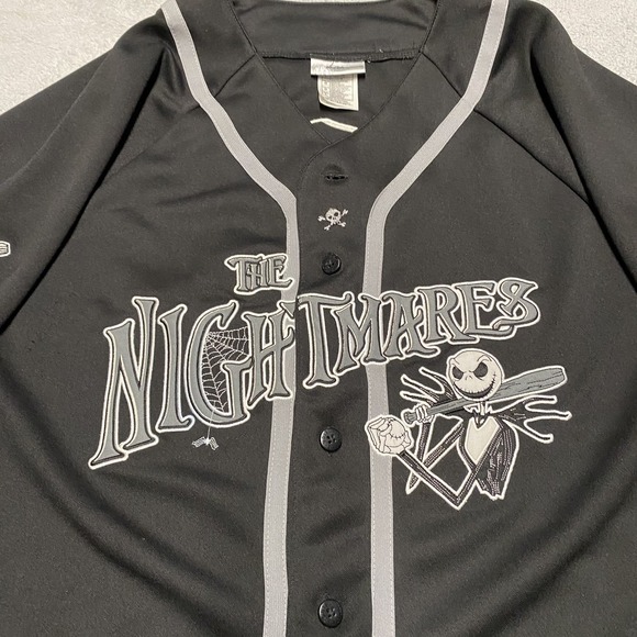 Disney World Nightmare Before Christmas Baseball Jersey Large Black Skellington - Picture 2 of 8